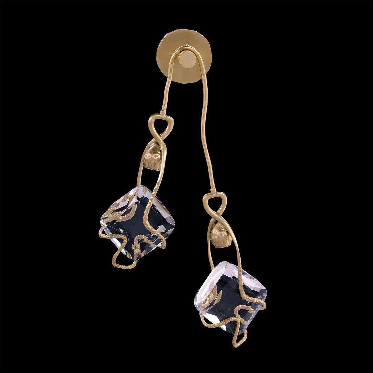 Antique Brass Two-Light Crystal Wall Sconce
