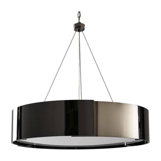 Black Nickel Drum Chandelier with Frosted Diffuser