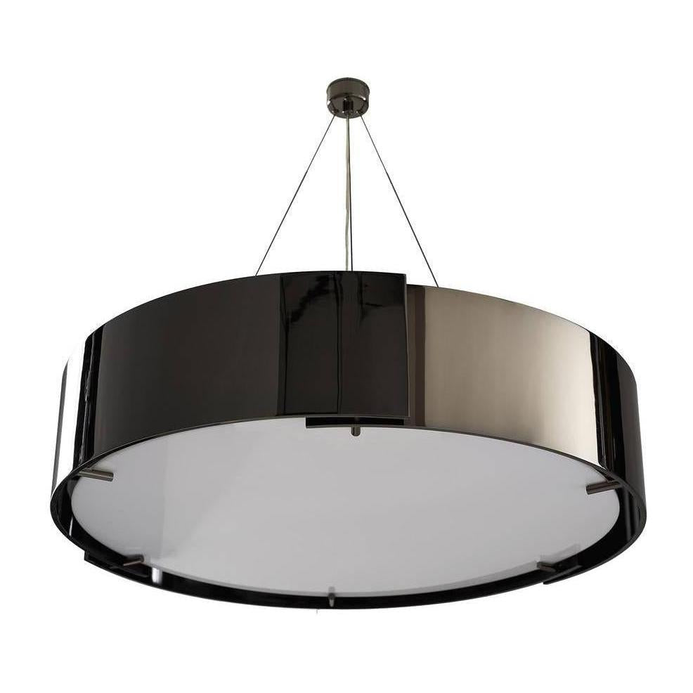 Black Nickel Drum Chandelier with Frosted Diffuser