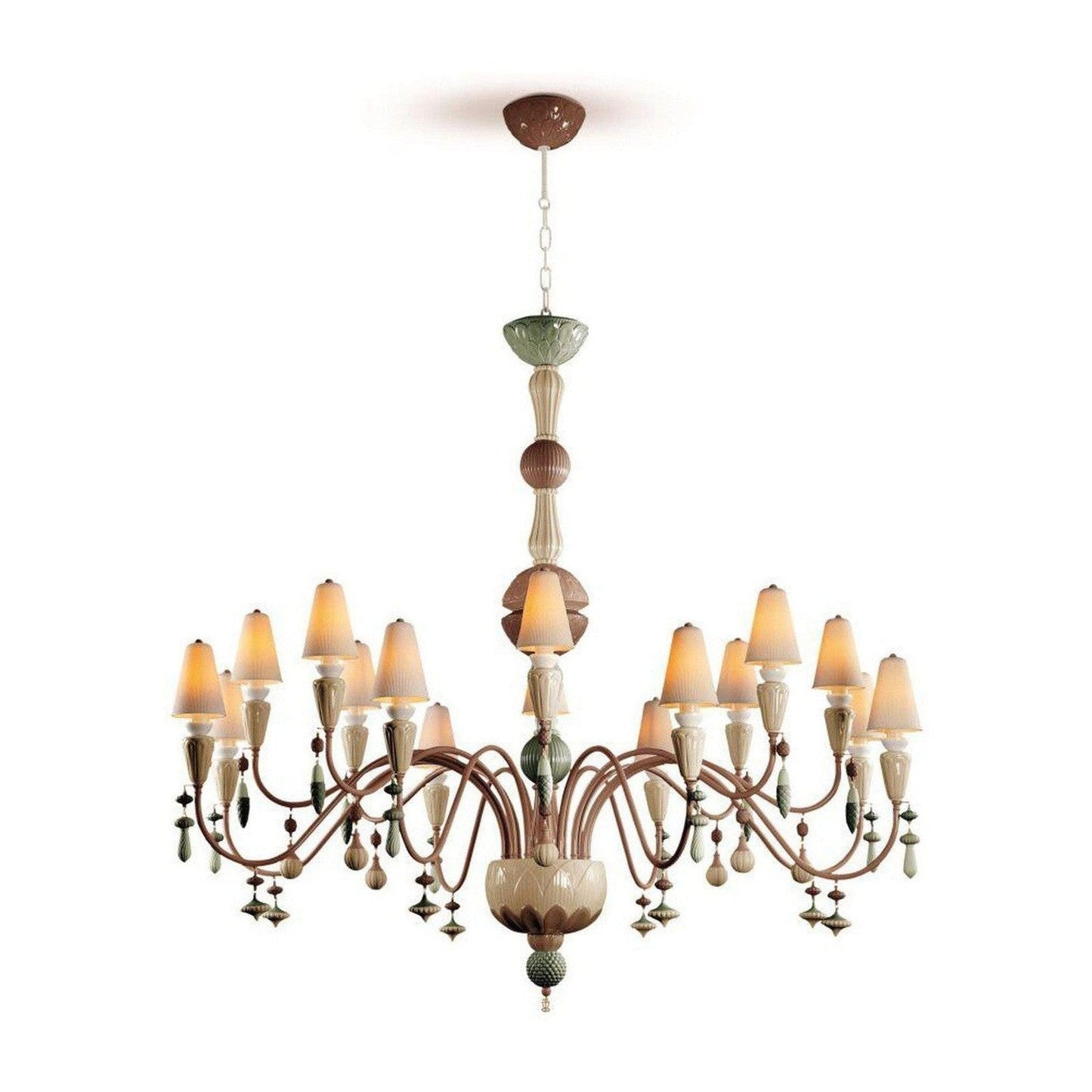 Botanical Porcelain 16 Light Chandelier / Golden Luster / Medium