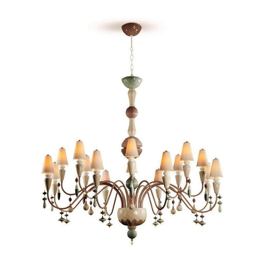 Botanical Porcelain 16 Light Chandelier / Golden Luster / Medium