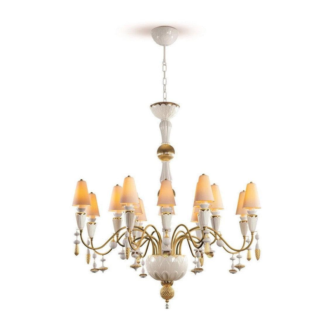 Botanical Porcelain 16 Light Chandelier / White / Medium