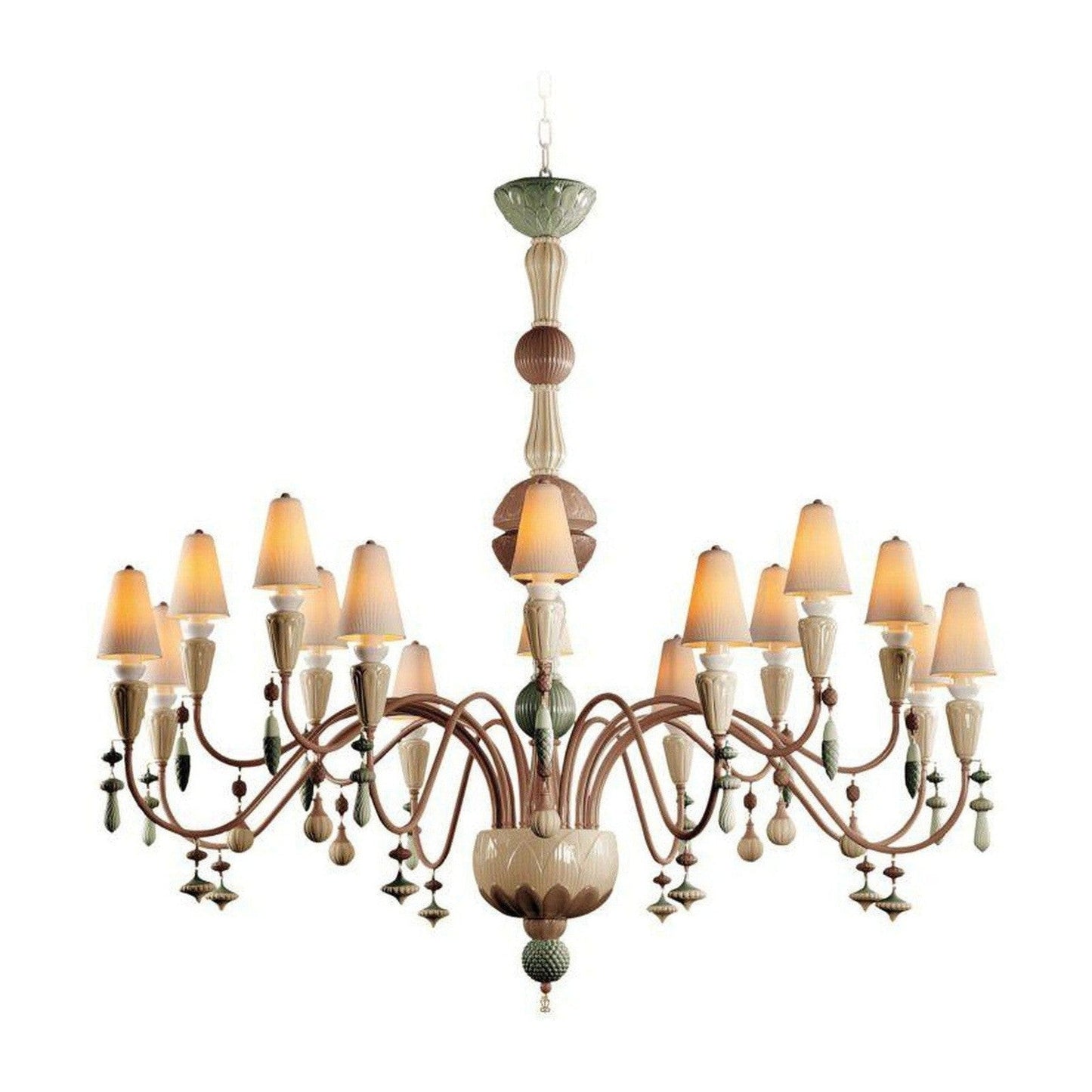 Botanical Porcelain 16 Light Chandelier / Red Coral / Medium