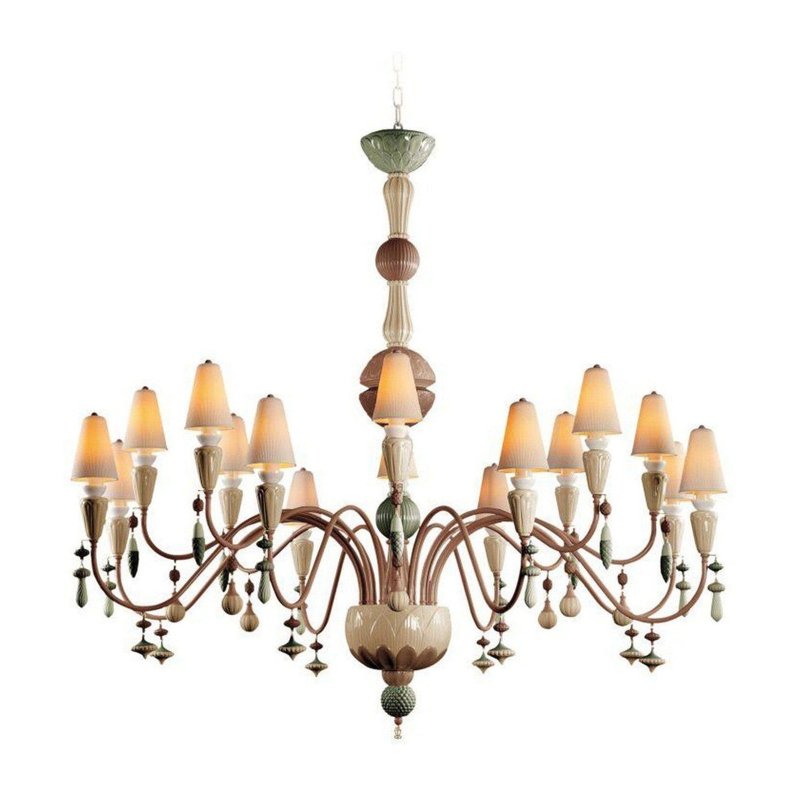 Botanical Porcelain 16 Light Chandelier / Red Coral / Medium