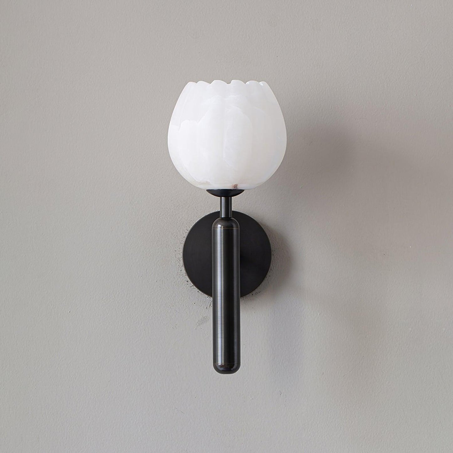 Brass and Alabaster Botanical Wall Light / Set of 2 / Black