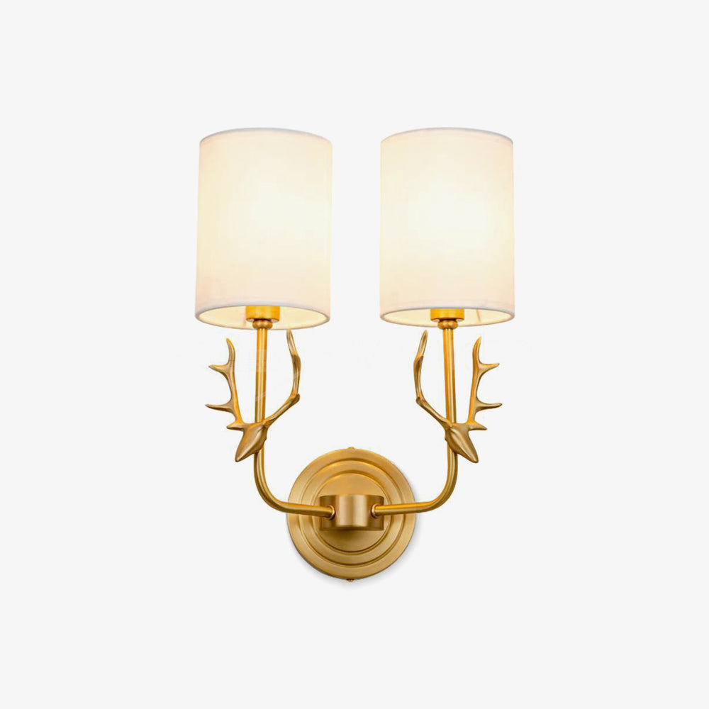 Brass Deer Head Two-Light Wall Sconce / ∅ 5.1″ x H 15.4″ / Dia 13cm x H39cm / Brass