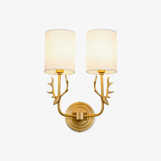 Brass Deer Head Two-Light Wall Sconce / ∅ 5.1″ x H 15.4″ / Dia 13cm x H39cm / Brass