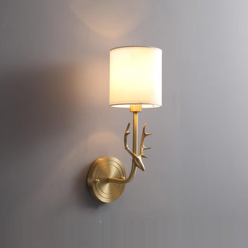 Brass Deer Head Two-Light Wall Sconce