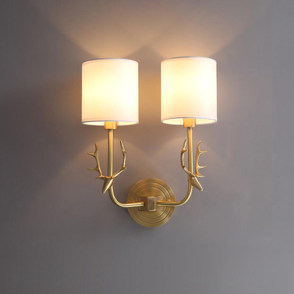 Brass Deer Head Two-Light Wall Sconce / Dia 13cm x H39cm*2 / Brass