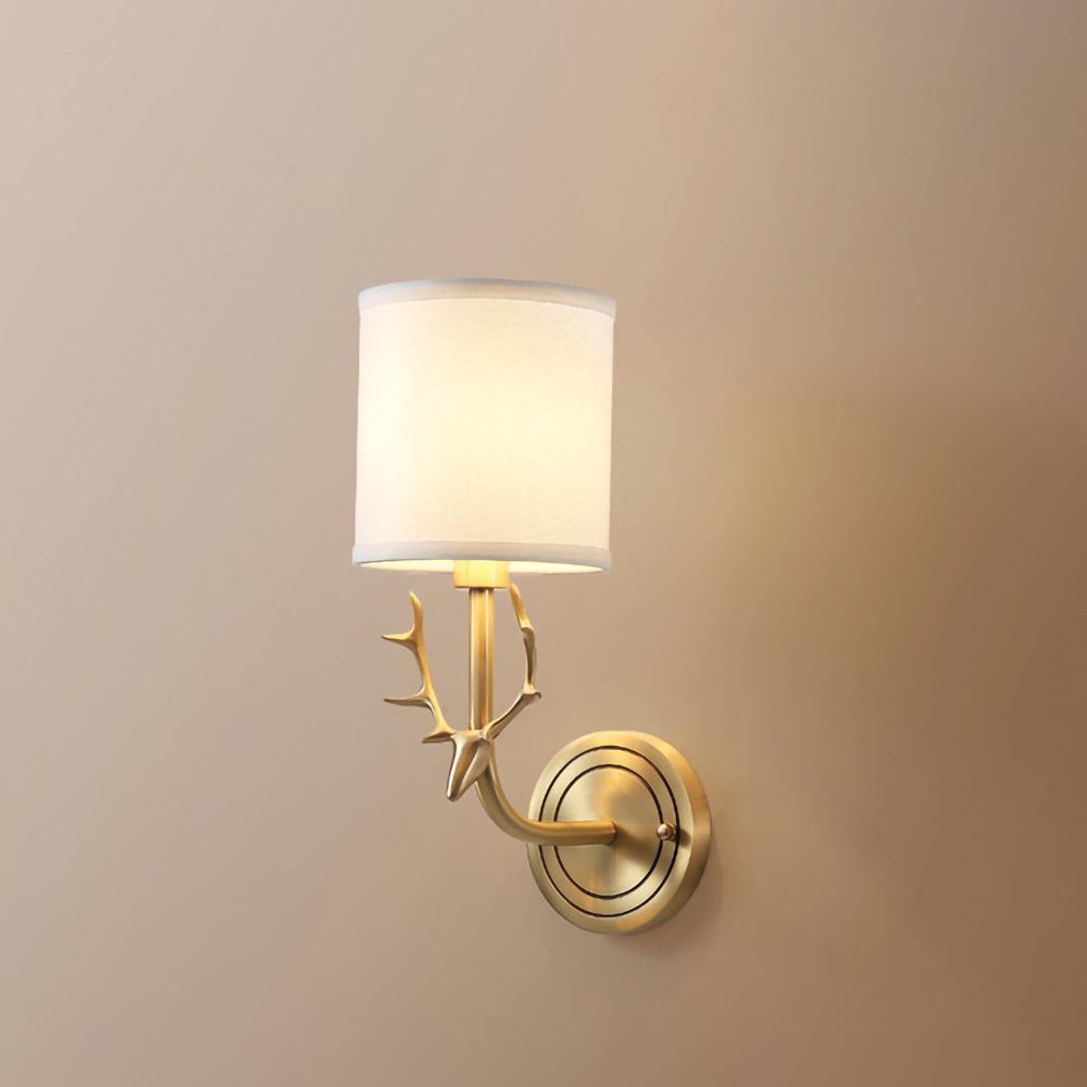 Brass Deer Head Two-Light Wall Sconce / Dia 13cm x H39cm*2 / Blackened
