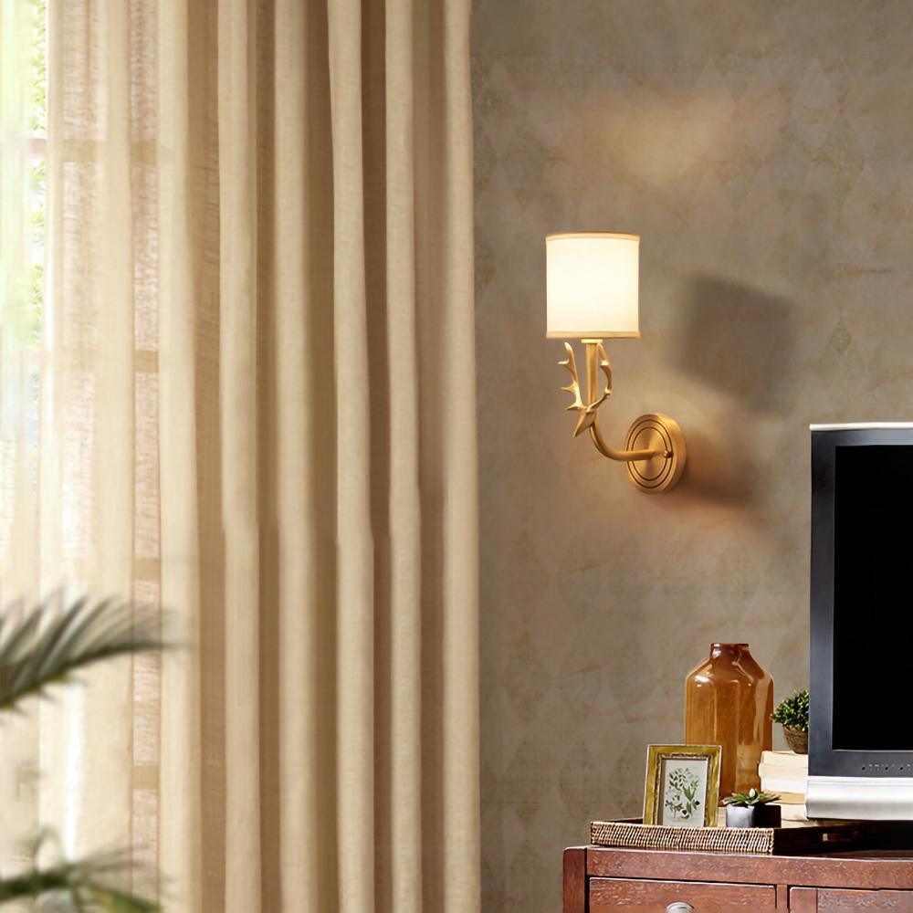 Brass Deer Head Two-Light Wall Sconce / Dia 28cm x 39cm*2 / Brass
