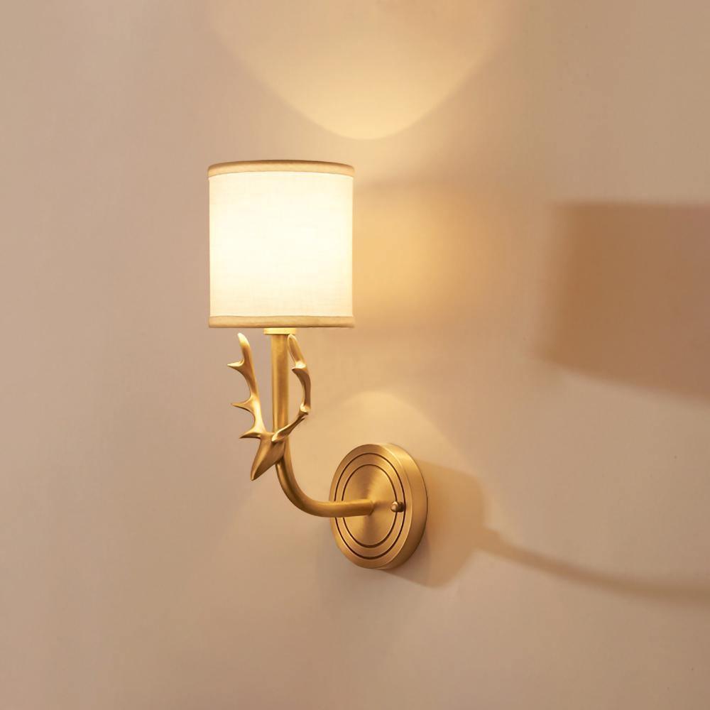 Brass Deer Head Two-Light Wall Sconce / Dia 28cm x 39cm*2 / Blackened