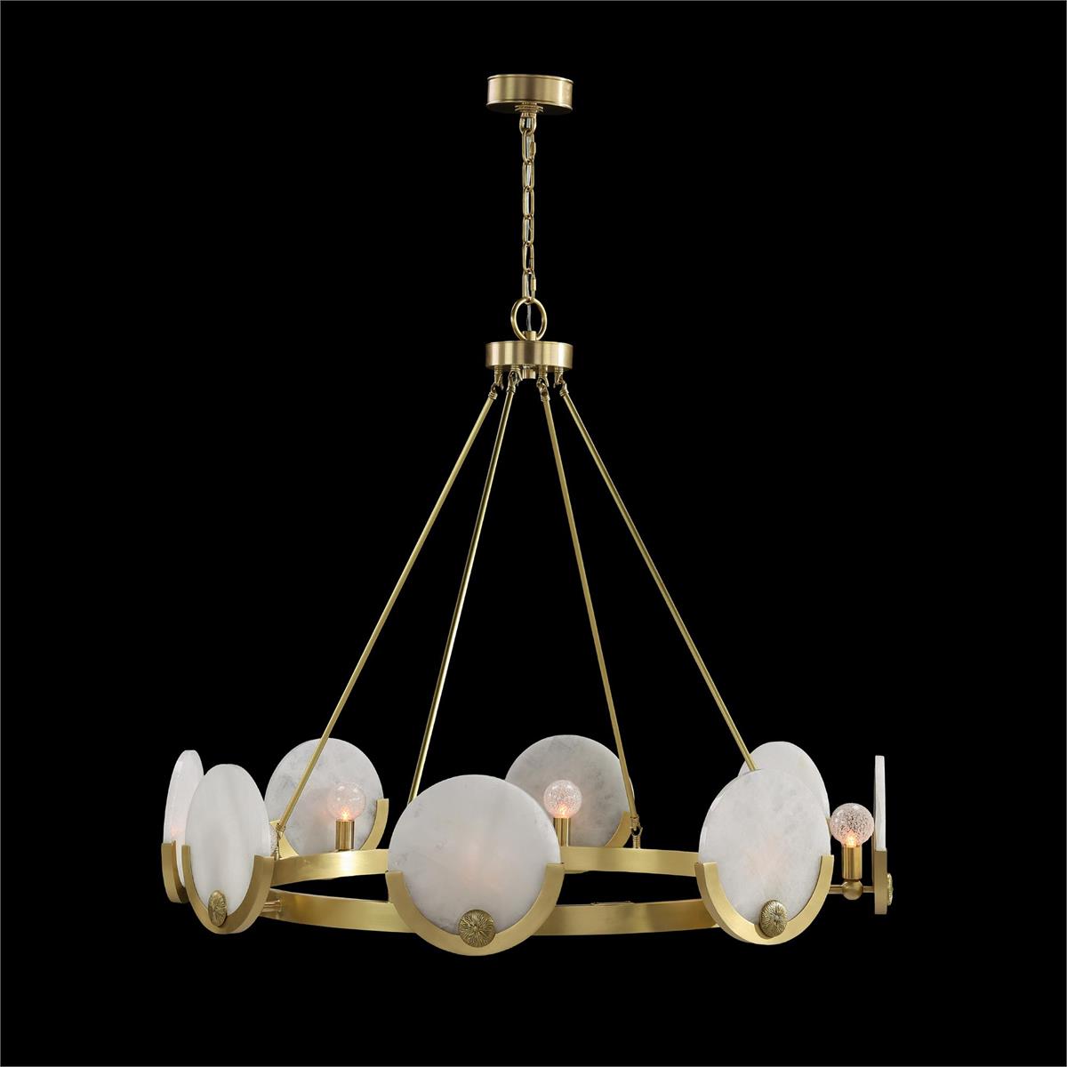 Brushed Brass Eight-Light Alabaster Chandelier / Default Title