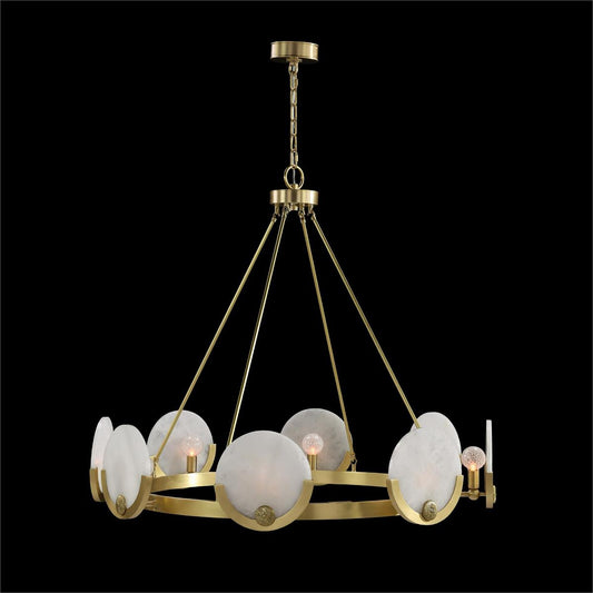 Brushed Brass Eight-Light Alabaster Chandelier / Default Title