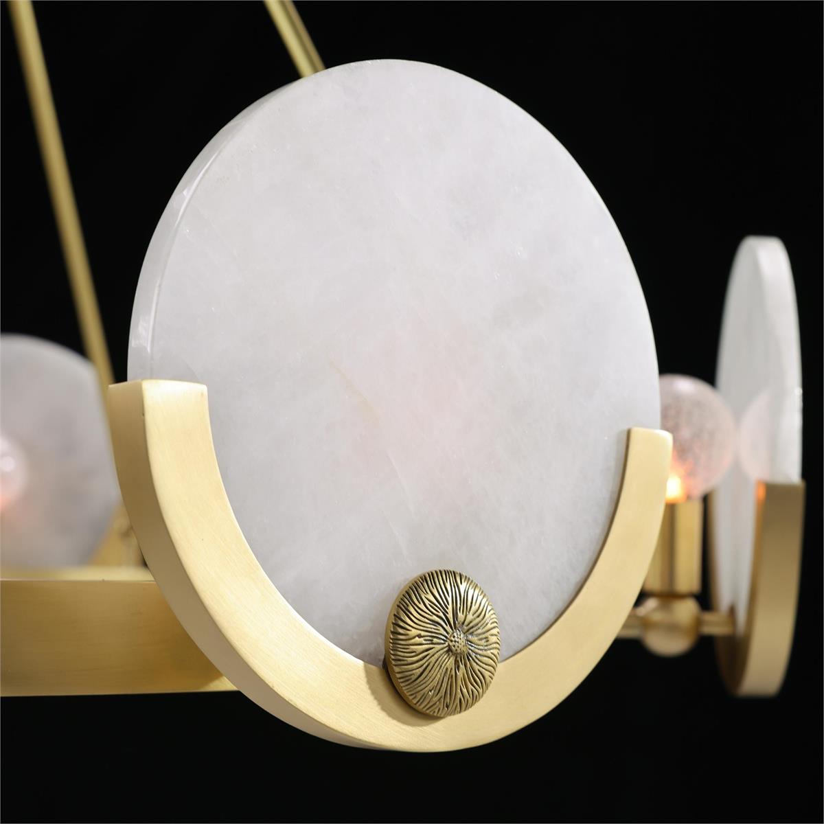 Brushed Brass Eight-Light Alabaster Chandelier