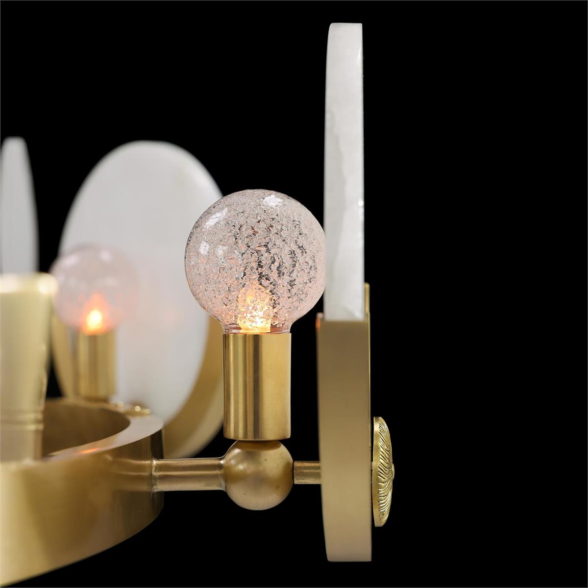 Brushed Brass Eight-Light Alabaster Chandelier