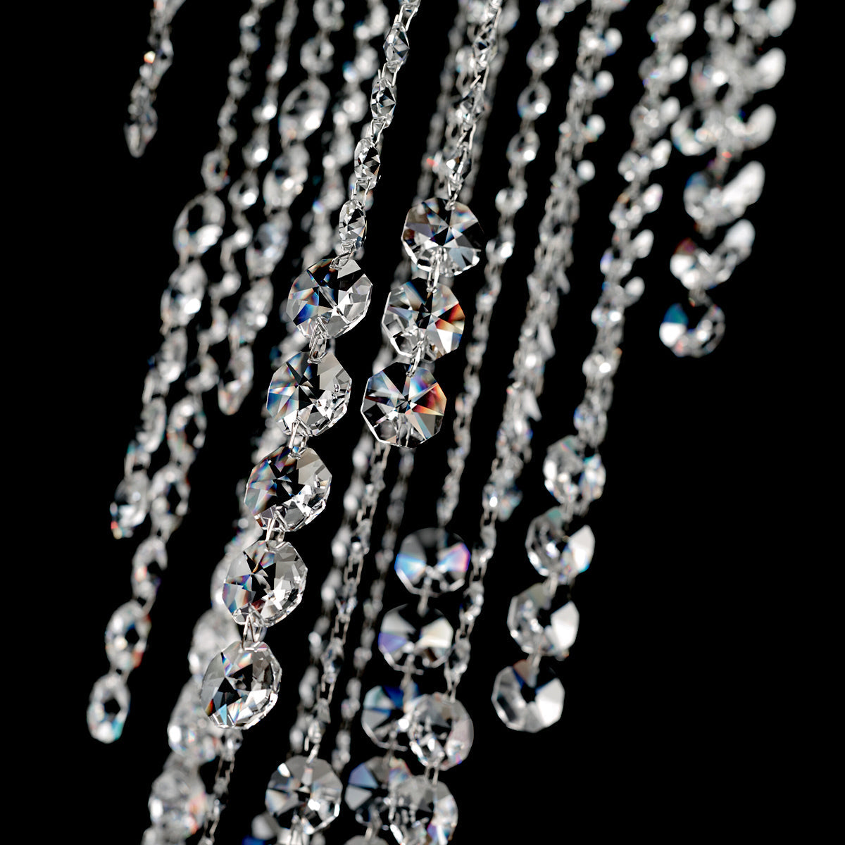 Cascading Crystal Strand Pendant Light