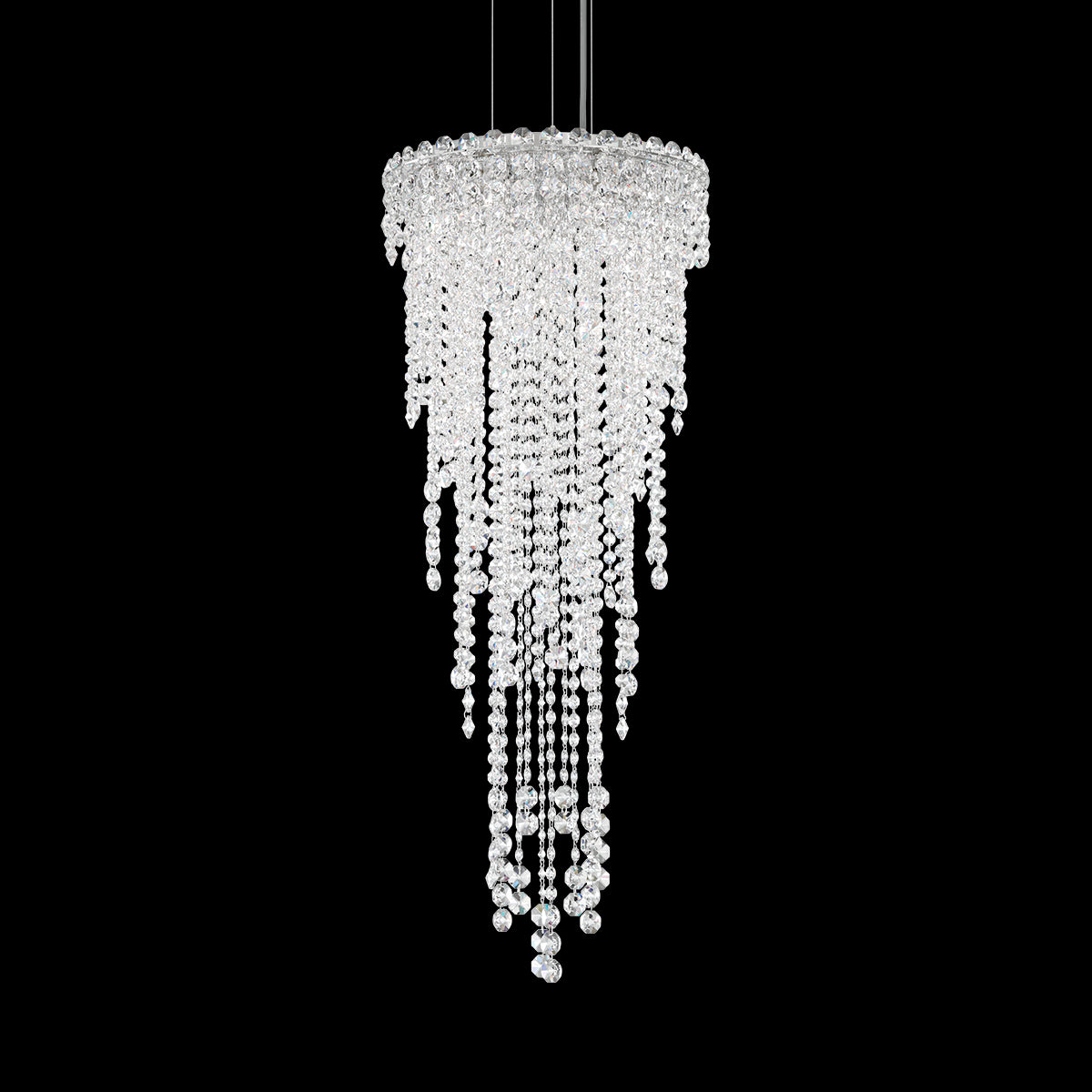 Compact Cascading Crystal Strand Pendant / Clear Optic Crystal