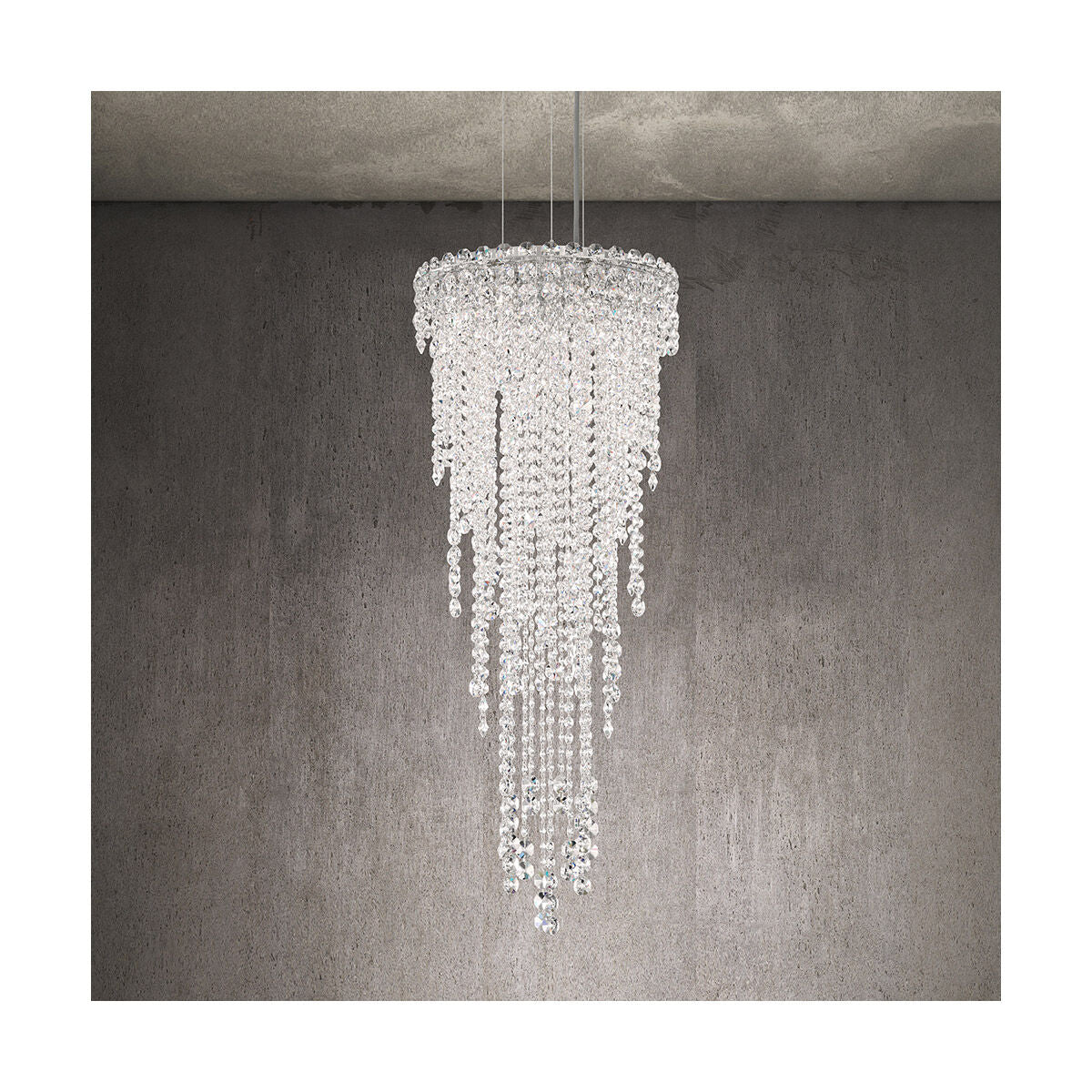 Compact Cascading Crystal Strand Pendant