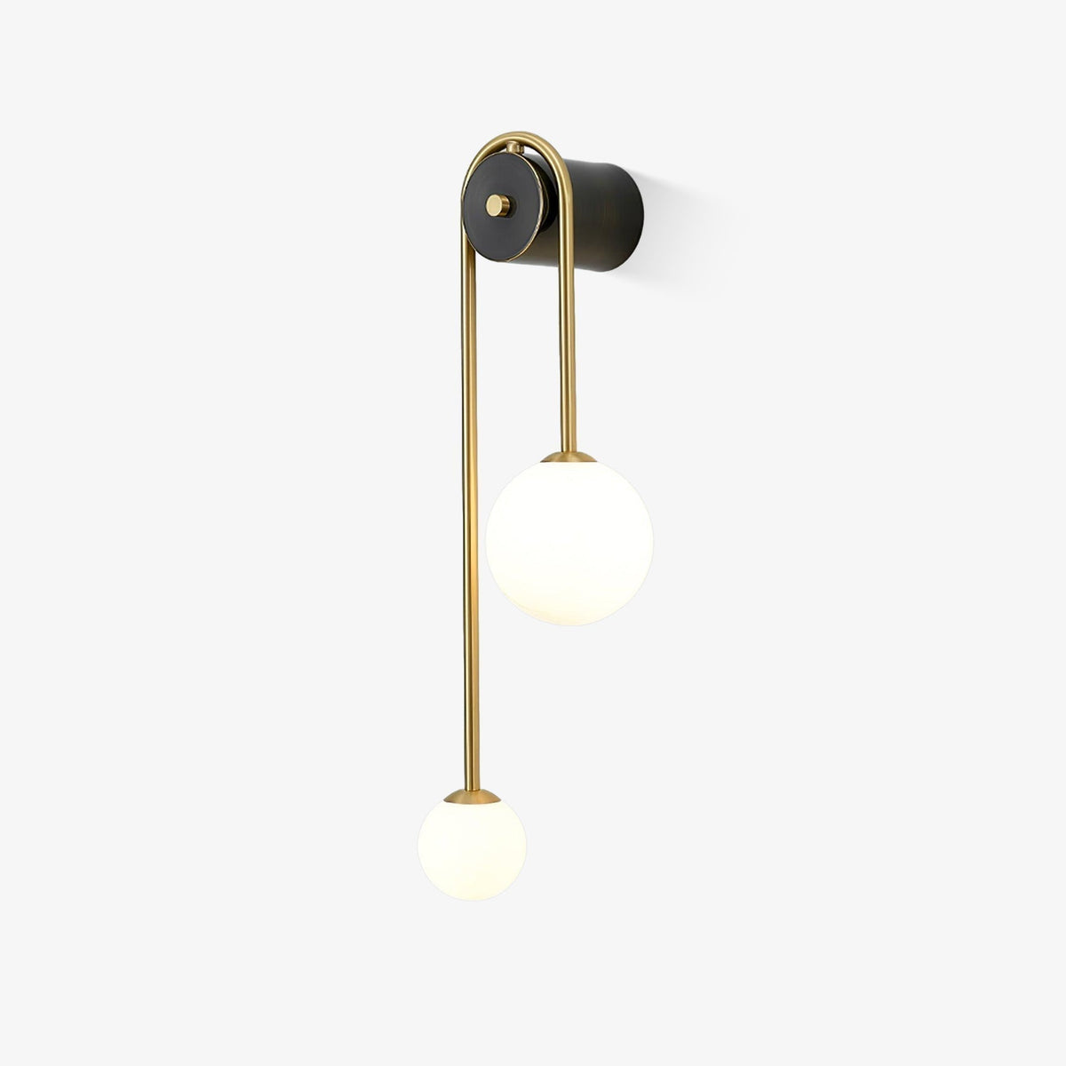 Curved Brass Two-Light Globe Wall Sconce