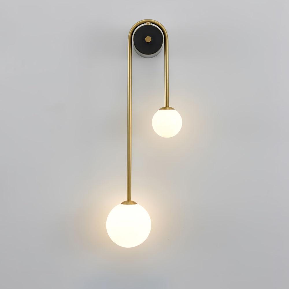 Curved Brass Two-Light Globe Wall Sconce