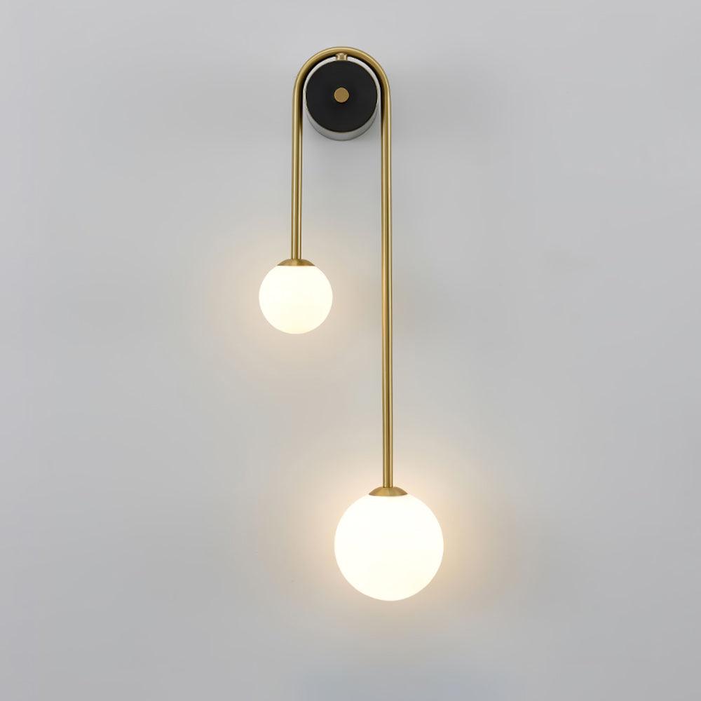 Curved Brass Two-Light Globe Wall Sconce