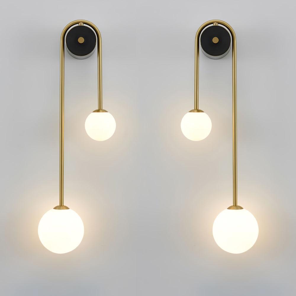 Curved Brass Two-Light Globe Wall Sconce