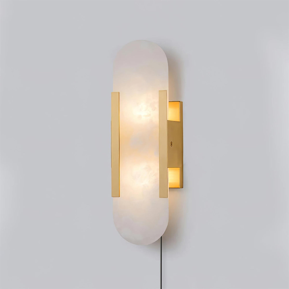 Elongated Alabaster Plug-In Wall Light