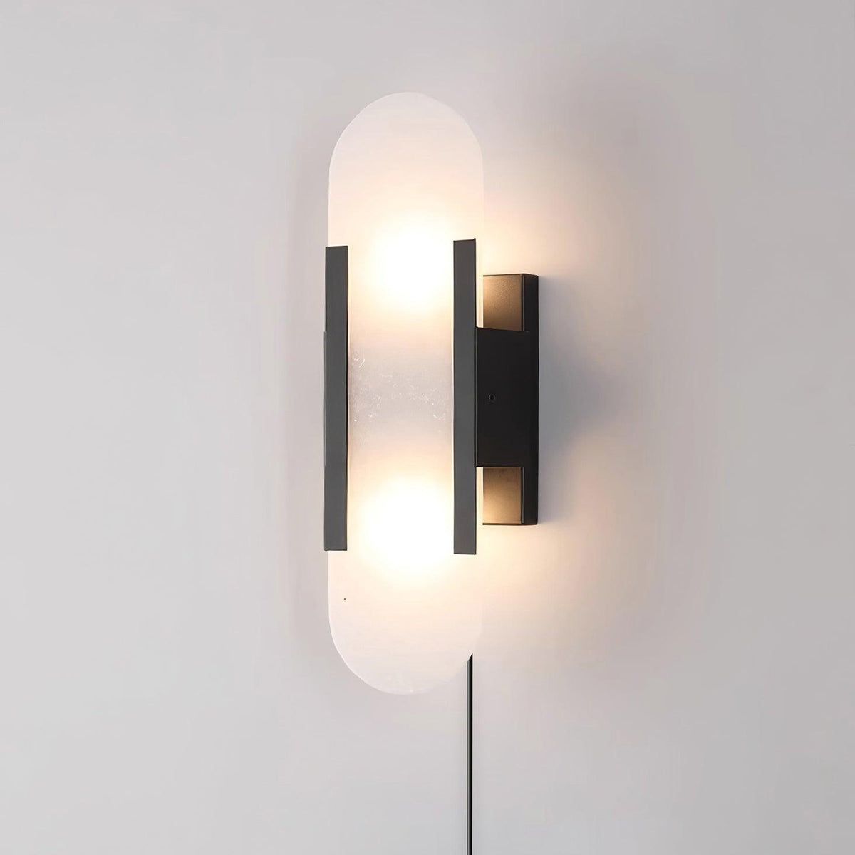 Elongated Alabaster Plug-In Wall Light