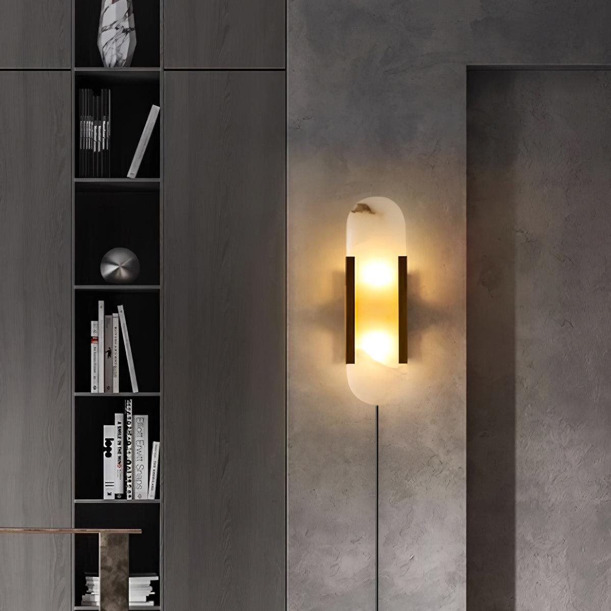 Elongated Alabaster Plug-In Wall Light