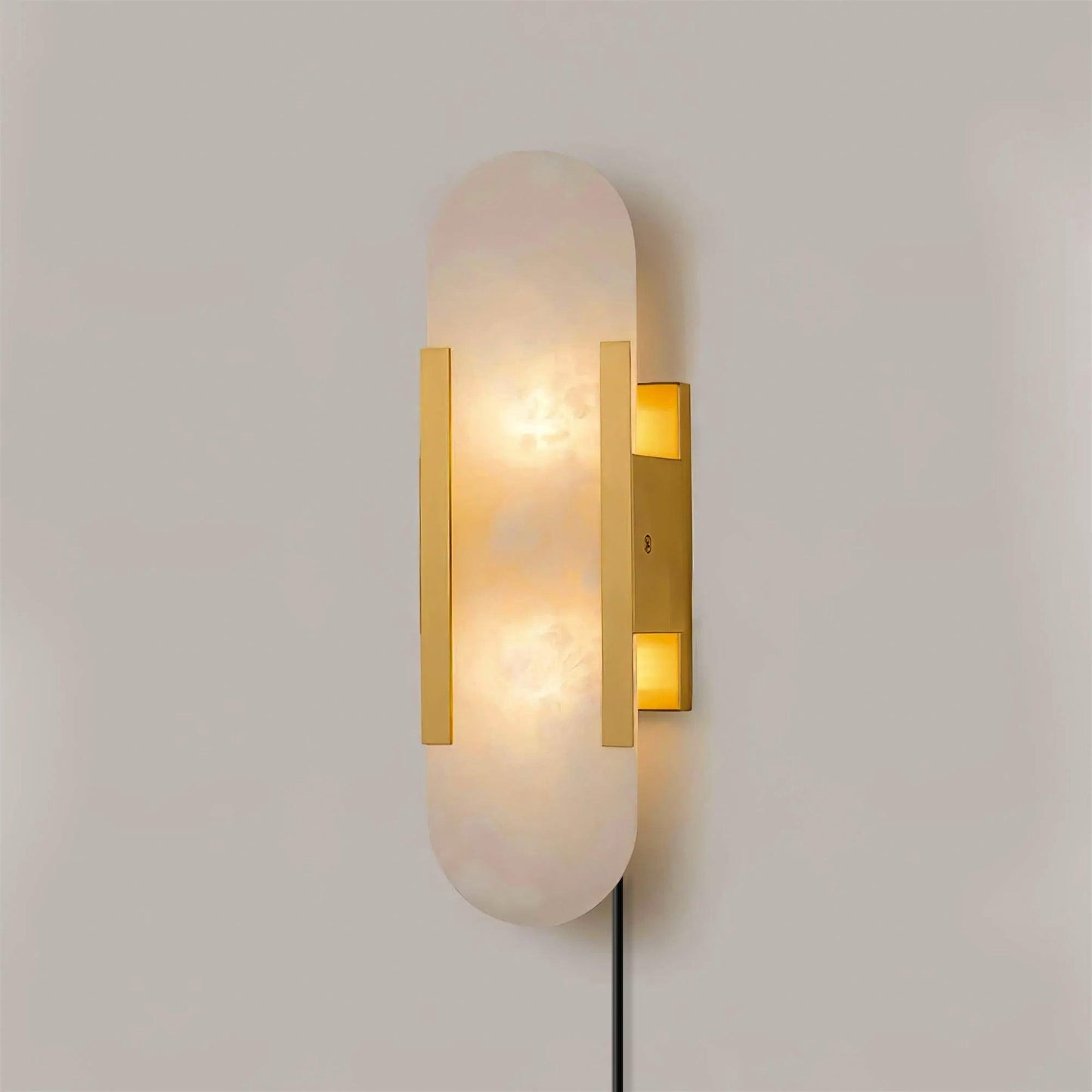 Elongated Alabaster Plug-In Wall Light