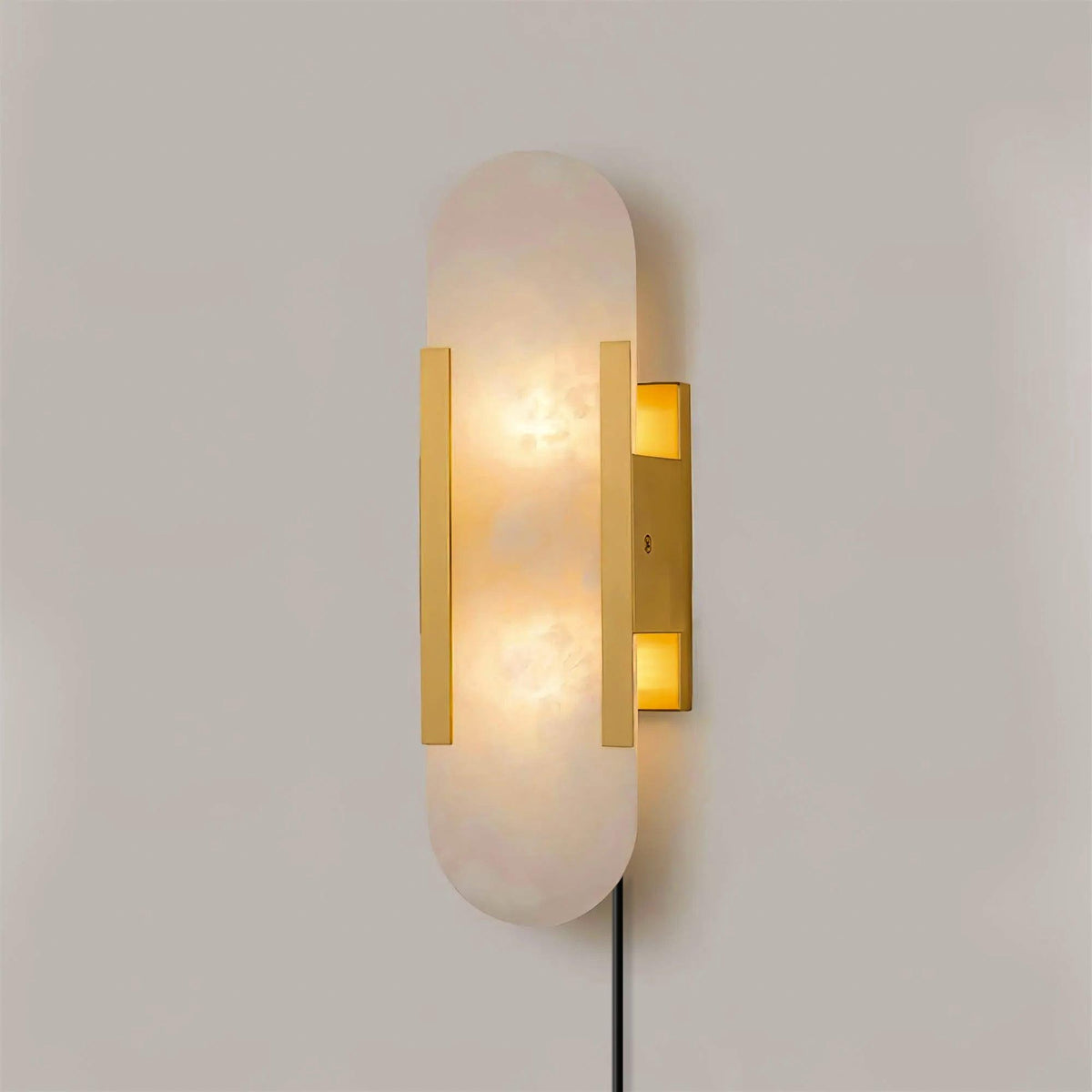 Elongated Alabaster Plug-In Wall Light