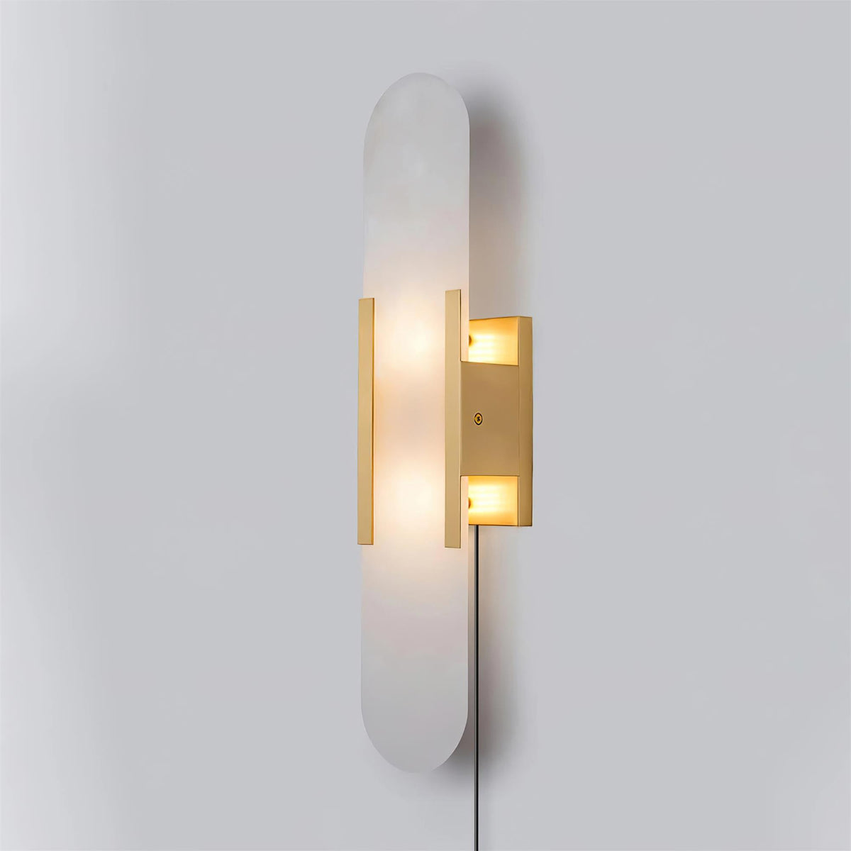 Elongated Alabaster Plug-In Wall Light