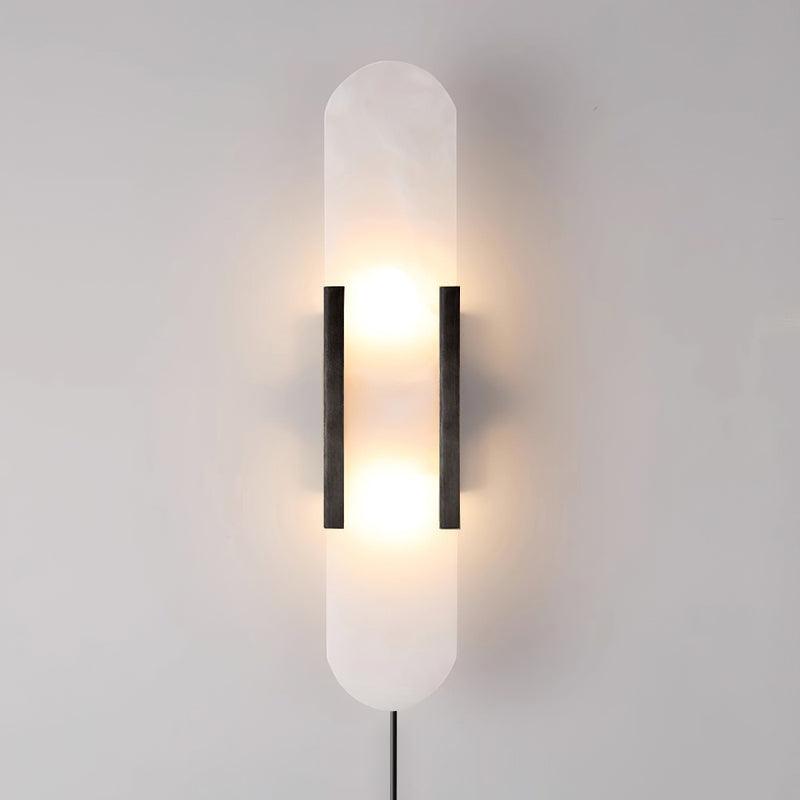 Elongated Alabaster Plug-In Wall Light