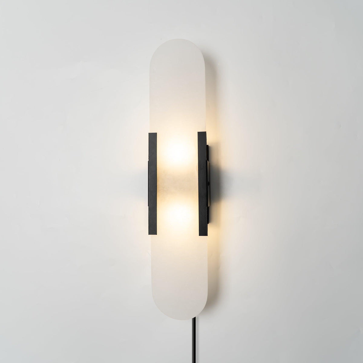 Elongated Alabaster Plug-In Wall Light