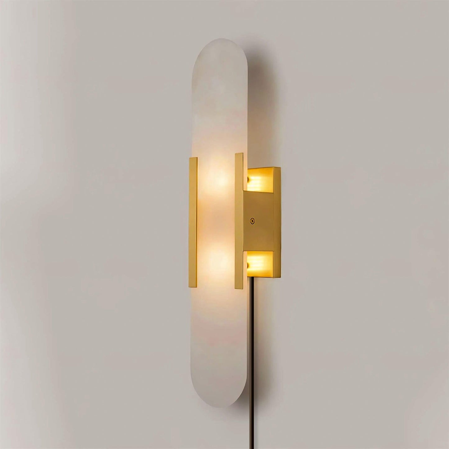 Elongated Alabaster Plug-In Wall Light