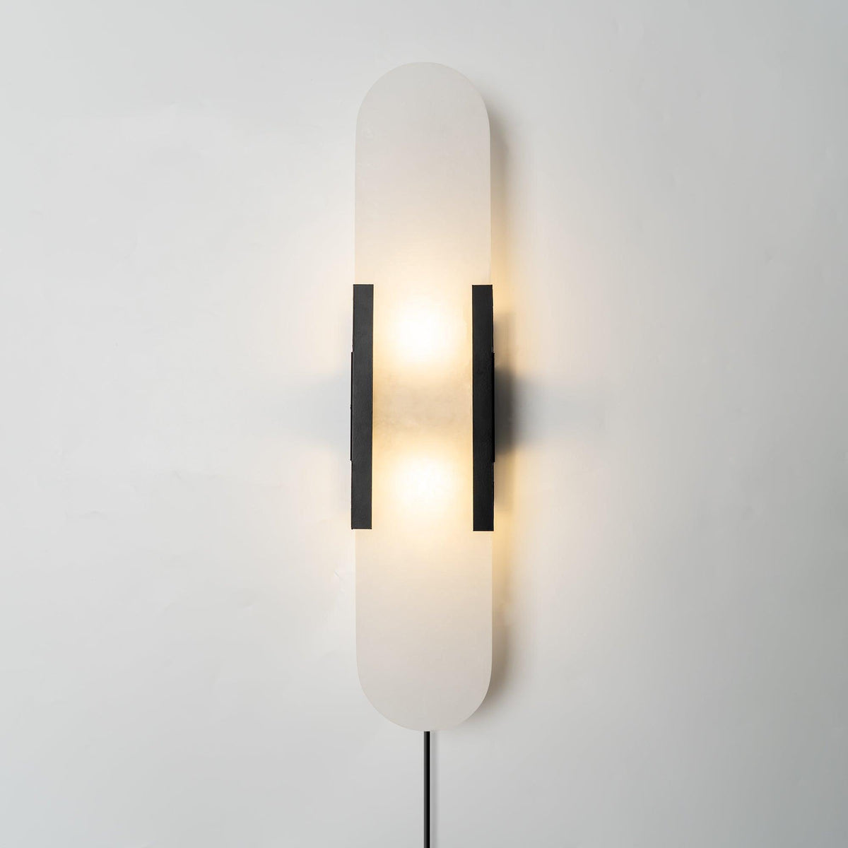 Elongated Alabaster Plug-In Wall Light