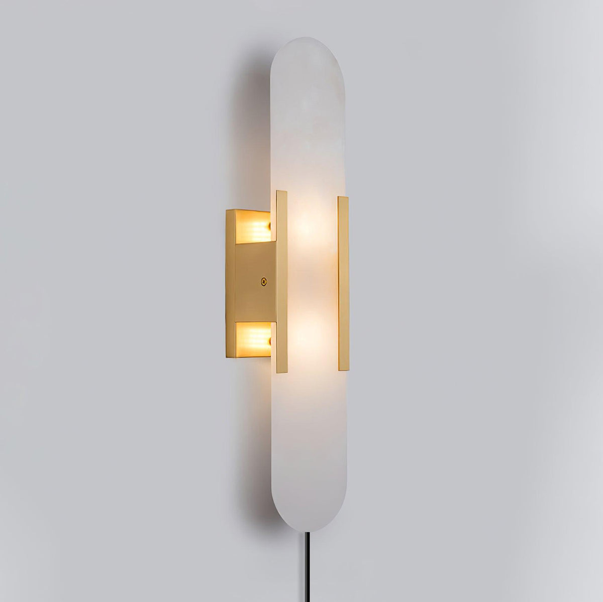 Elongated Alabaster Plug-In Wall Light