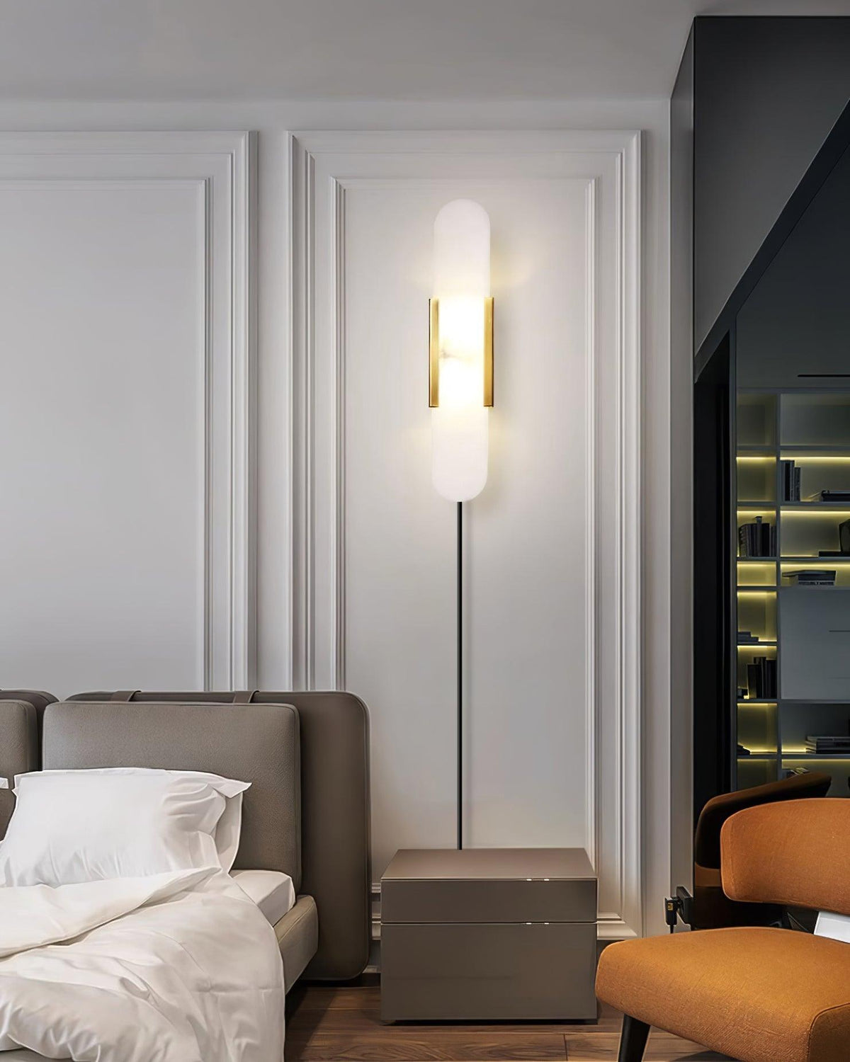 Elongated Alabaster Plug-In Wall Light
