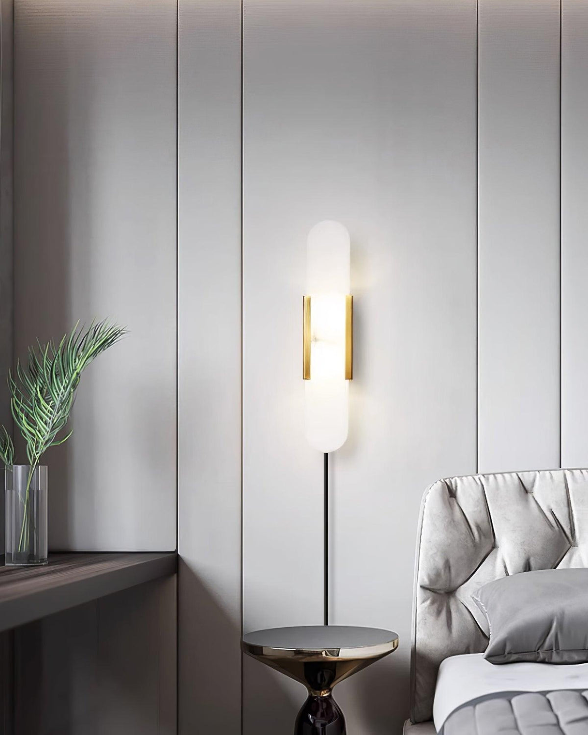 Elongated Alabaster Plug-In Wall Light