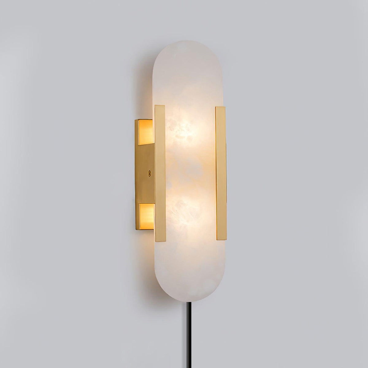 Elongated Alabaster Plug-In Wall Light