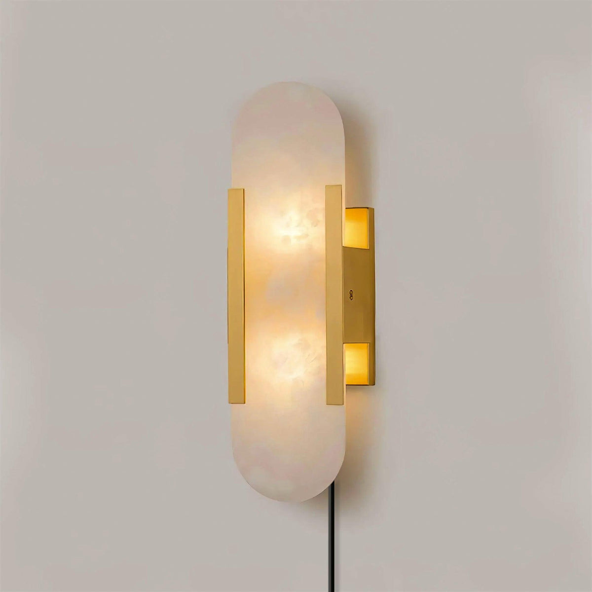 Elongated Alabaster Plug-In Wall Light
