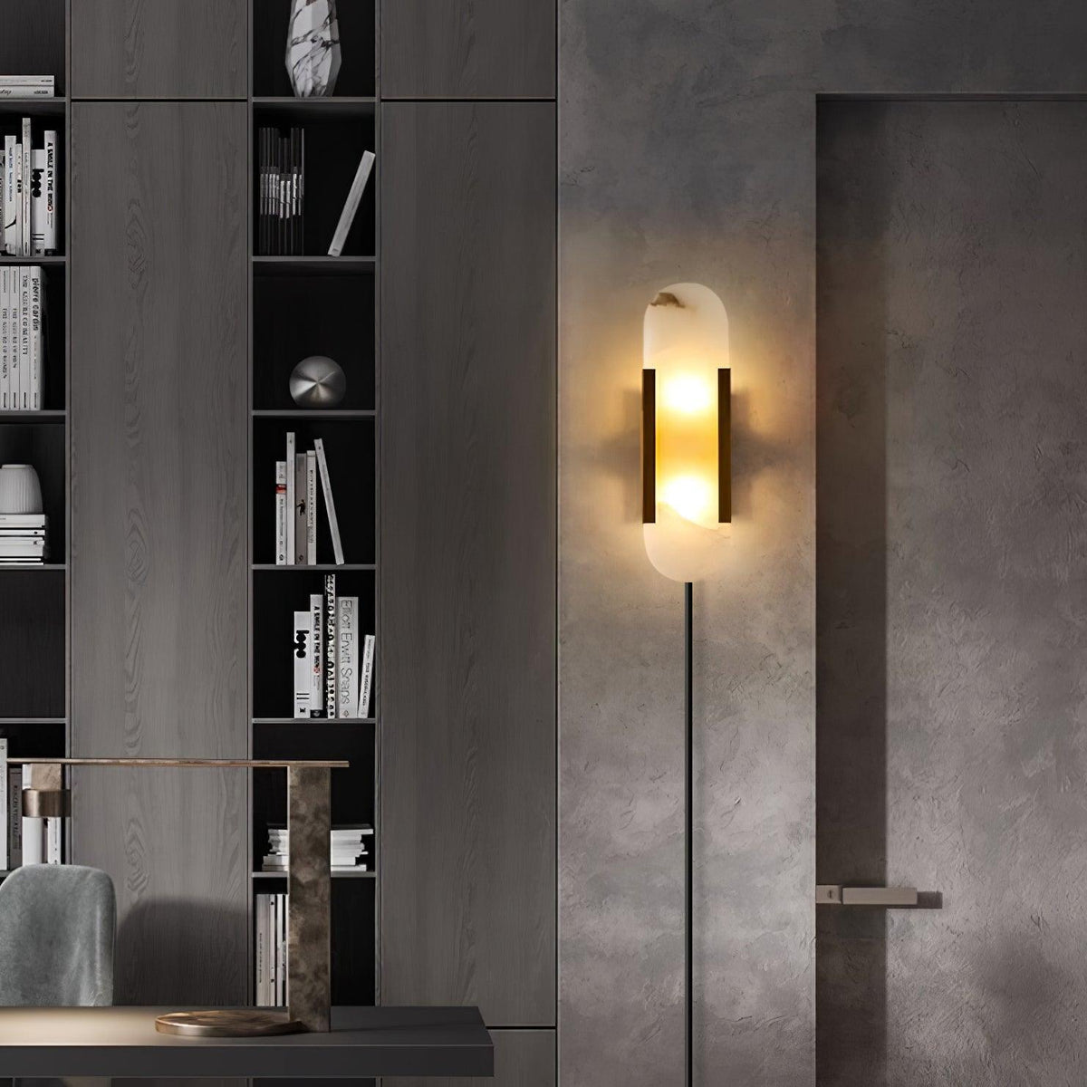 Elongated Alabaster Plug-In Wall Light