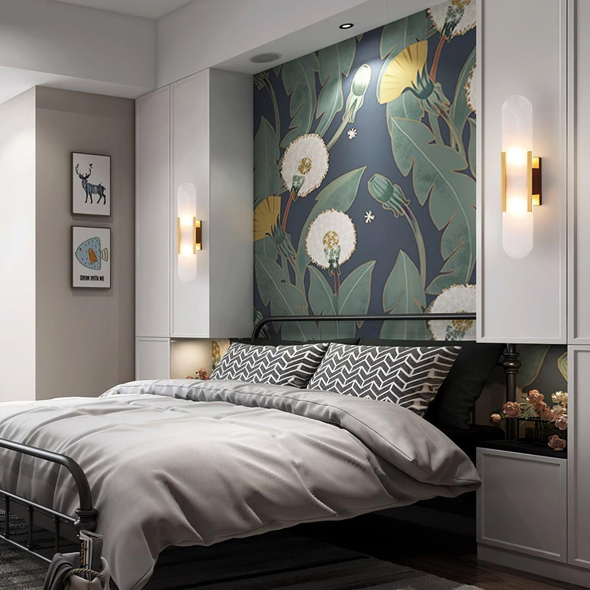 Elongated Alabaster Plug-In Wall Light
