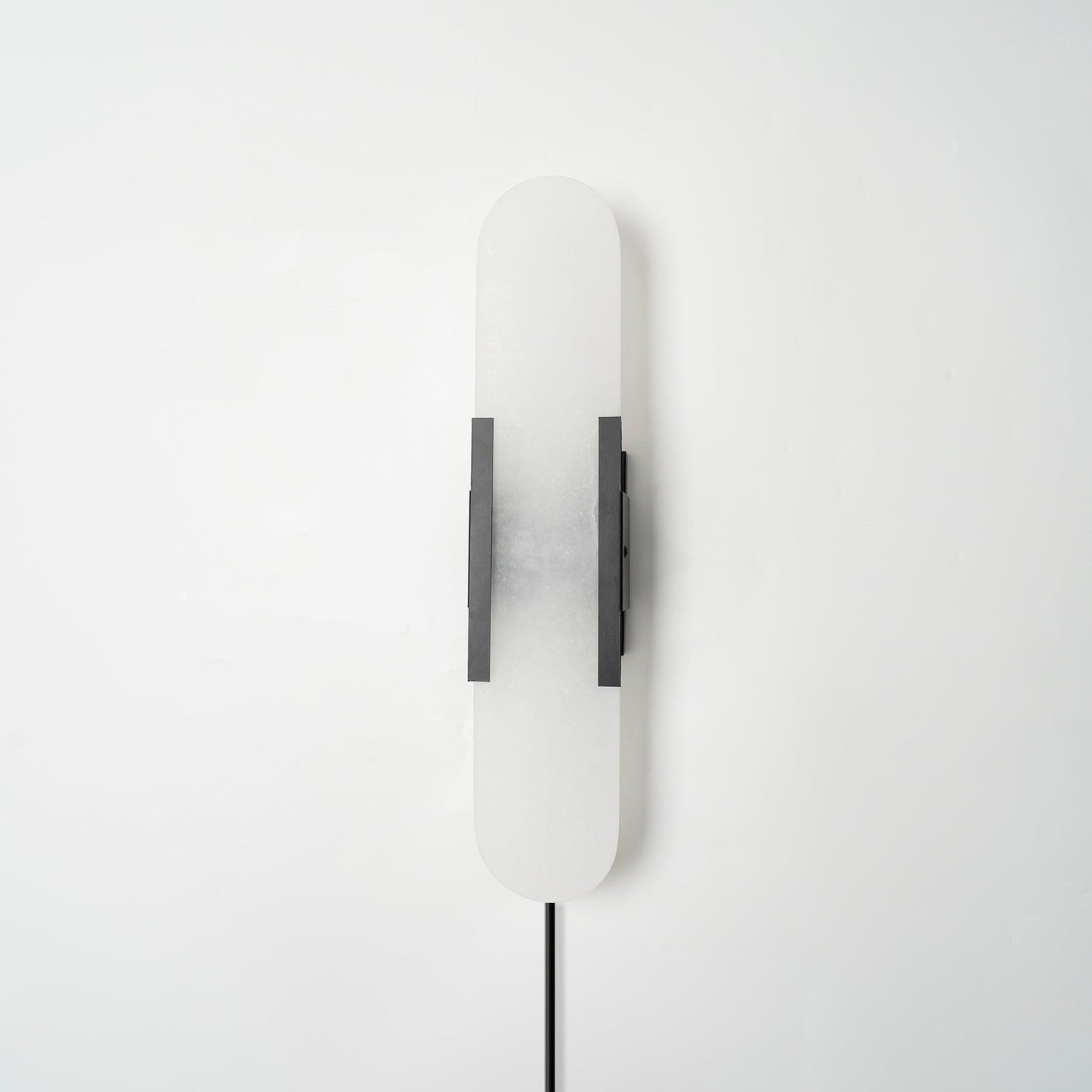 Elongated Alabaster Plug-In Wall Light / ∅ 3.9″ x H 19.7″ / Dia 10cm x H 50cm Set of 2 / Copper / AU Plug