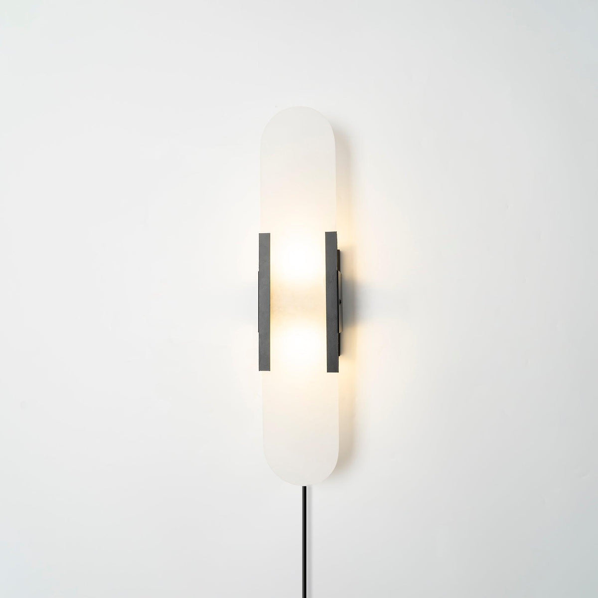 Elongated Alabaster Plug-In Wall Light