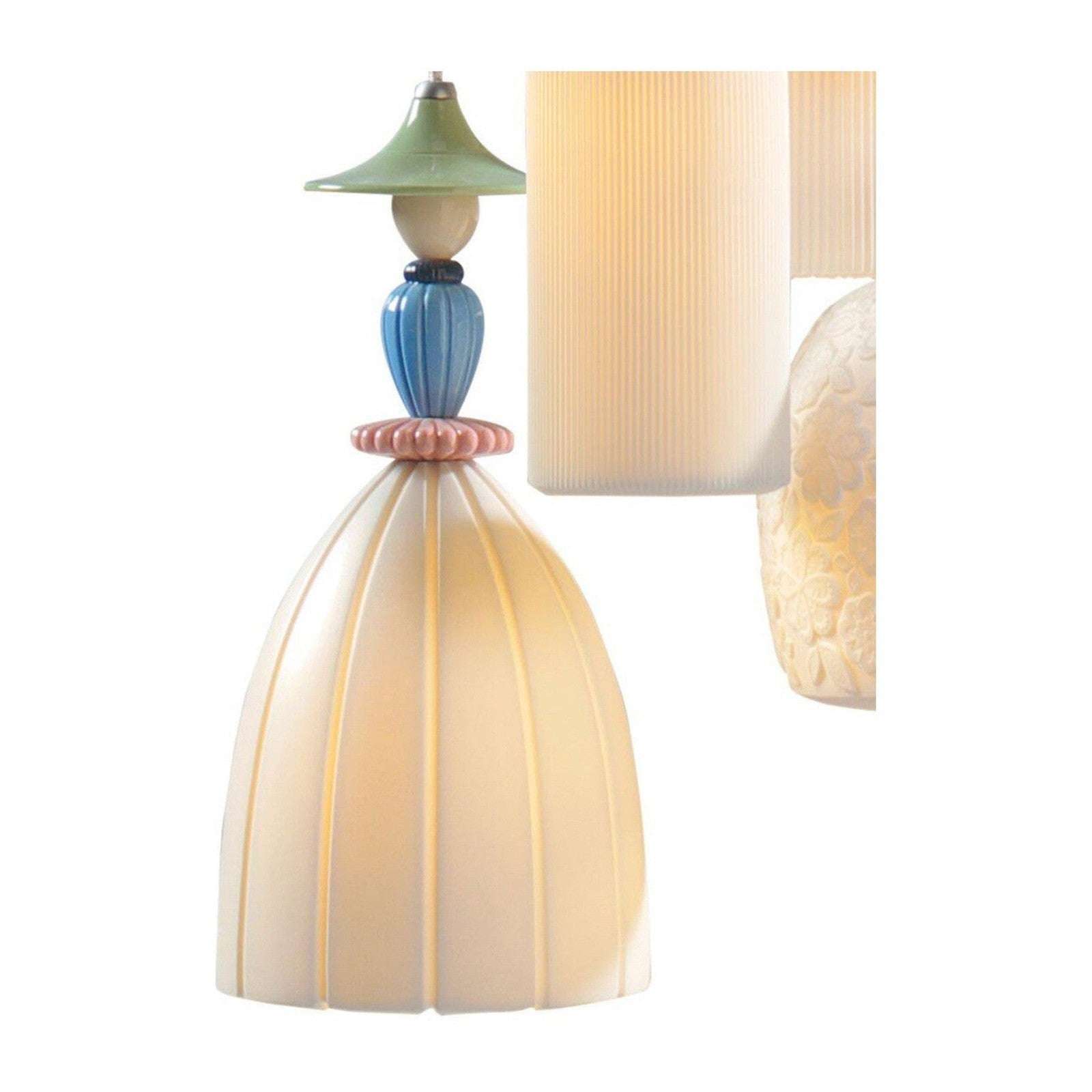 Floral Porcelain Four-Light Chandelier