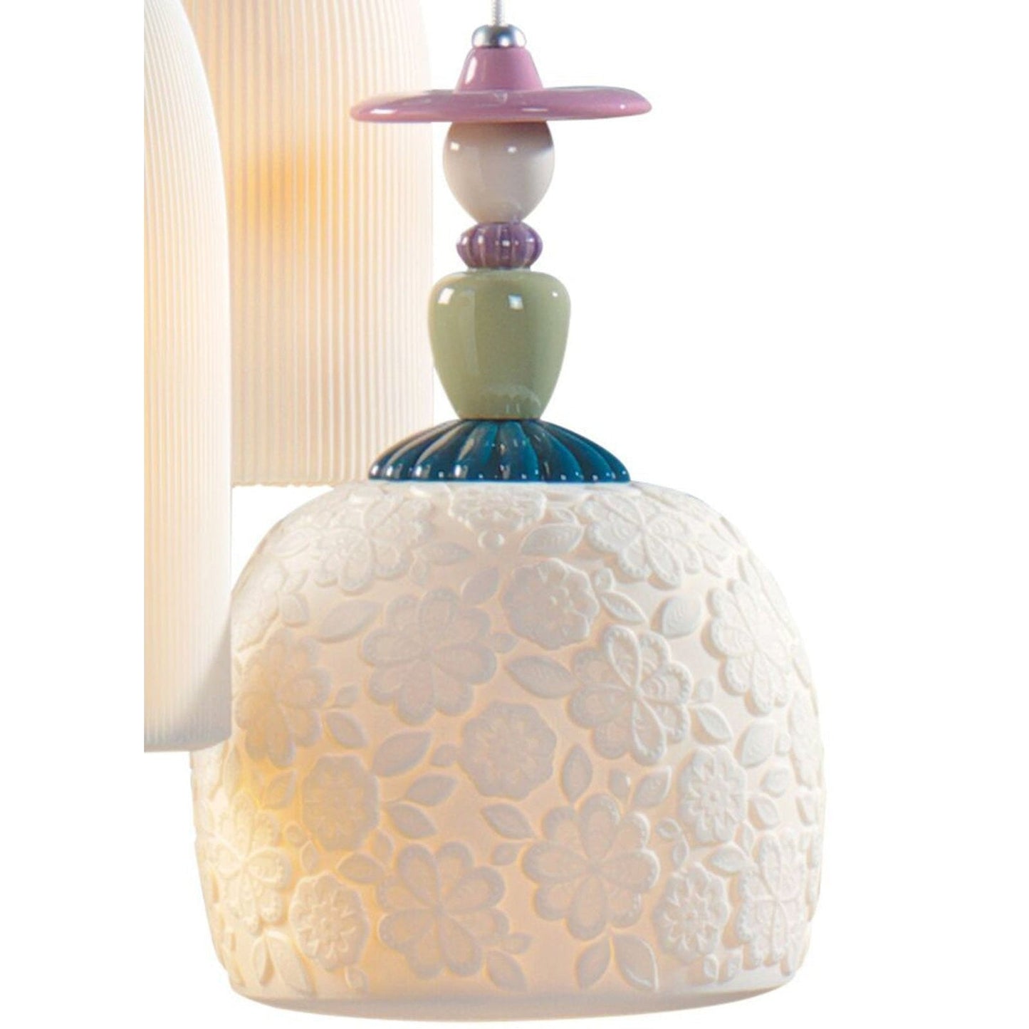 Floral Porcelain Four-Light Chandelier