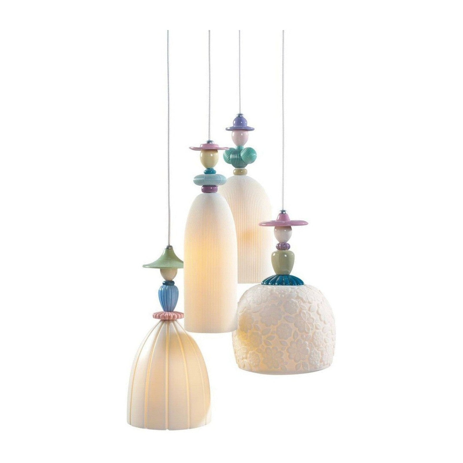 Floral Porcelain Four-Light Chandelier