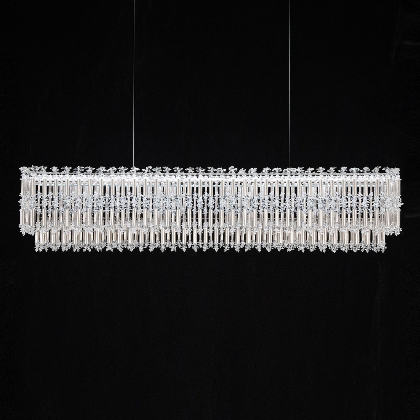 Heirloom Gold Crystal Linear Pendant Light / Antique Silver